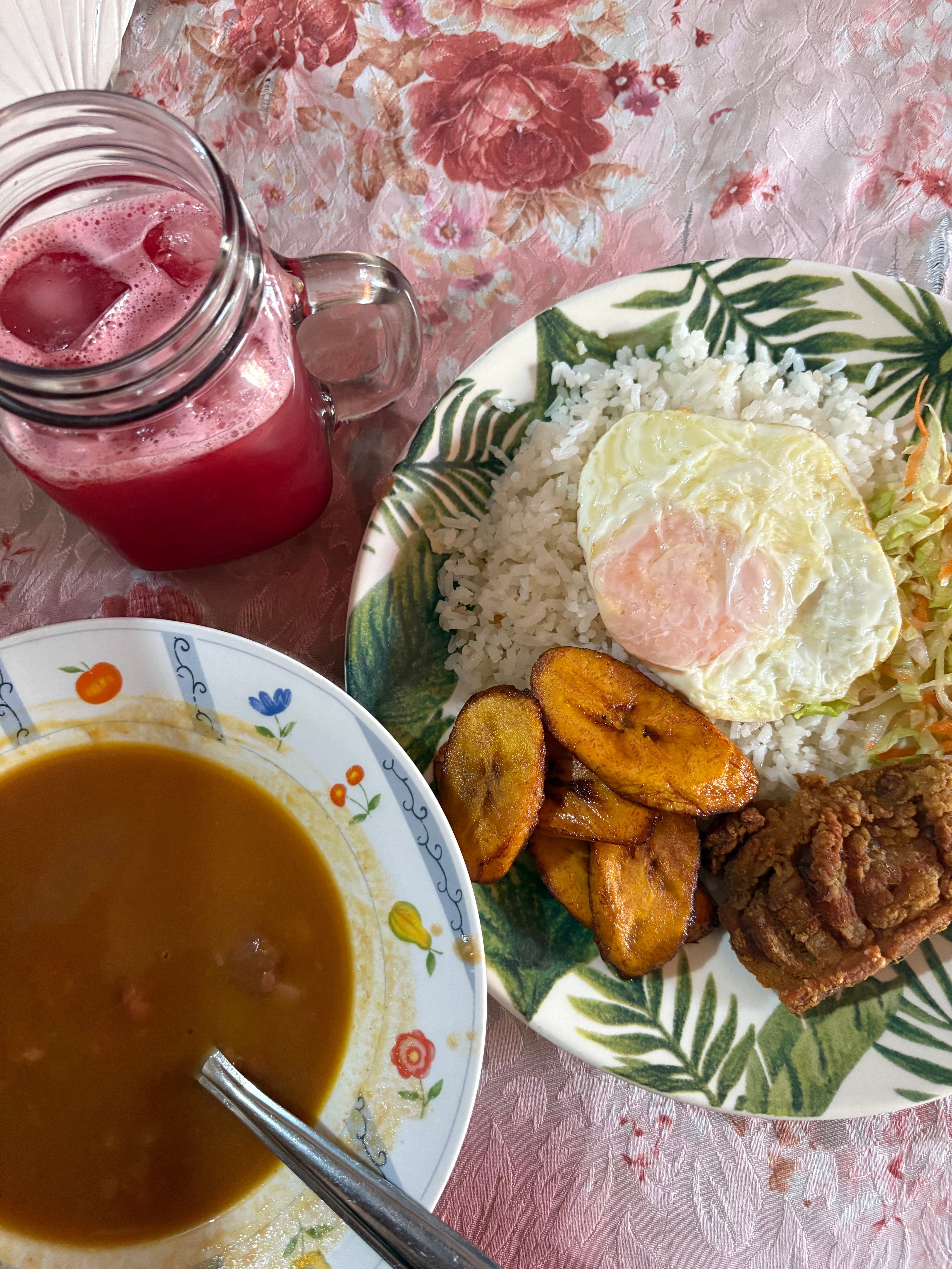 Traditional egg and plantain meal